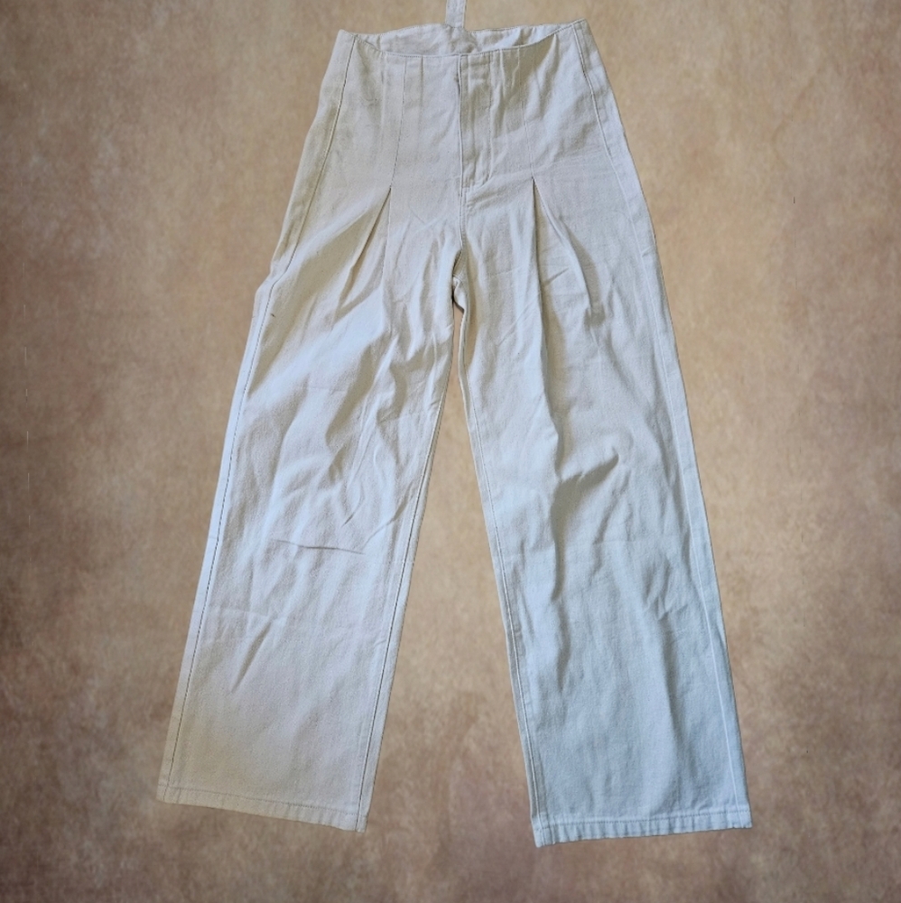 Cider Cream High-Waisted Wide-Leg  Demin Pants